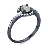 Round Natural Stone Curved Art Deco Ring