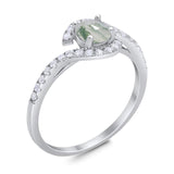 Round Natural Stone Curved Art Deco Ring