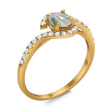 Round Natural Stone Curved Art Deco Ring