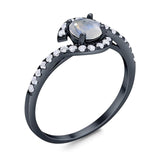 Round Natural Stone Curved Art Deco Ring