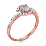 Round Natural Stone Curved Art Deco Ring