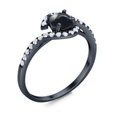 Round Natural Stone Curved Art Deco Ring