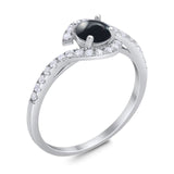 Round Natural Stone Curved Art Deco Ring