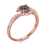 Round Natural Stone Curved Art Deco Ring