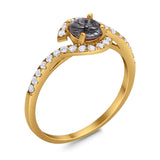 Round Natural Stone Curved Art Deco Ring