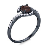 Round Natural Stone Curved Art Deco Ring