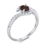 Round Natural Stone Curved Art Deco Ring