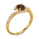 Round Natural Stone Curved Art Deco Ring