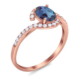 Oval Natural Stone Curved Art Deco Ring