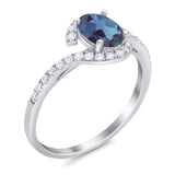 Oval Natural Stone Curved Art Deco Ring