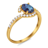 Oval Natural Stone Curved Art Deco Ring