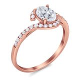 Oval Natural Stone Curved Art Deco Ring