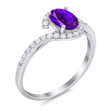 Oval Natural Stone Curved Art Deco Ring