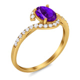 Oval Natural Stone Curved Art Deco Ring