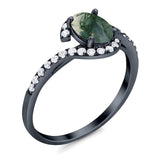 Oval Natural Stone Curved Art Deco Ring