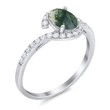 Oval Natural Stone Curved Art Deco Ring