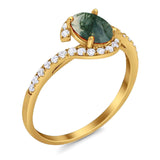 Oval Natural Stone Curved Art Deco Ring