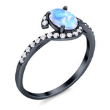 Oval Natural Stone Curved Art Deco Ring