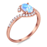 Oval Natural Stone Curved Art Deco Ring