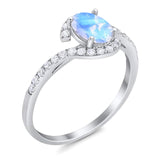 Oval Natural Stone Curved Art Deco Ring