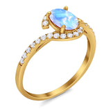 Oval Natural Stone Curved Art Deco Ring