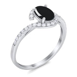 Oval Natural Stone Curved Art Deco Ring