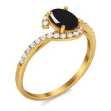 Oval Natural Stone Curved Art Deco Ring