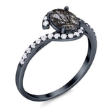 Oval Natural Stone Curved Art Deco Ring