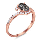 Oval Natural Stone Curved Art Deco Ring