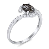 Oval Natural Stone Curved Art Deco Ring