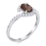 Oval Natural Stone Curved Art Deco Ring