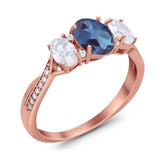 Three Stone Oval Natural Stone Trellis Ring