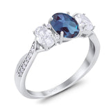 Three Stone Oval Natural Stone Trellis Ring