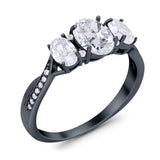 Three Stone Oval Natural Stone Trellis Ring