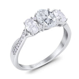 Three Stone Oval Natural Stone Trellis Ring