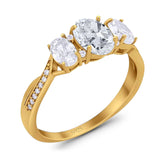 Three Stone Oval Natural Stone Trellis Ring