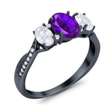 Three Stone Oval Natural Stone Trellis Ring