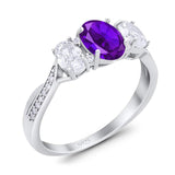 Three Stone Oval Natural Stone Trellis Ring