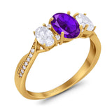 Three Stone Oval Natural Stone Trellis Ring