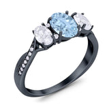 Three Stone Oval Natural Stone Trellis Ring