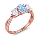 Three Stone Oval Natural Stone Trellis Ring