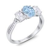 Three Stone Oval Natural Stone Trellis Ring