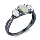 Three Stone Oval Natural Stone Trellis Ring