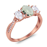 Three Stone Oval Natural Stone Trellis Ring