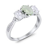 Three Stone Oval Natural Stone Trellis Ring