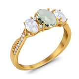 Three Stone Oval Natural Stone Trellis Ring