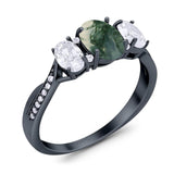 Three Stone Oval Natural Stone Trellis Ring