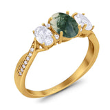 Three Stone Oval Natural Stone Trellis Ring