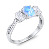 Three Stone Oval Natural Stone Trellis Ring