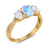 Three Stone Oval Natural Stone Trellis Ring